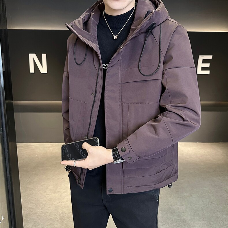 2025秋冬新款二棉加棉夹克连帽工装冲风衣男士外套棉服,男装风衣,星座414（原B263）