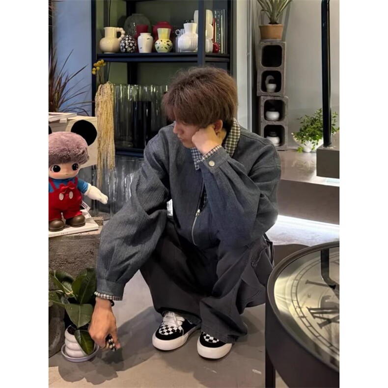 现货！！格子翻领夹克秋季高级感外套RJY240-P80,男装夹克,星座1005-6