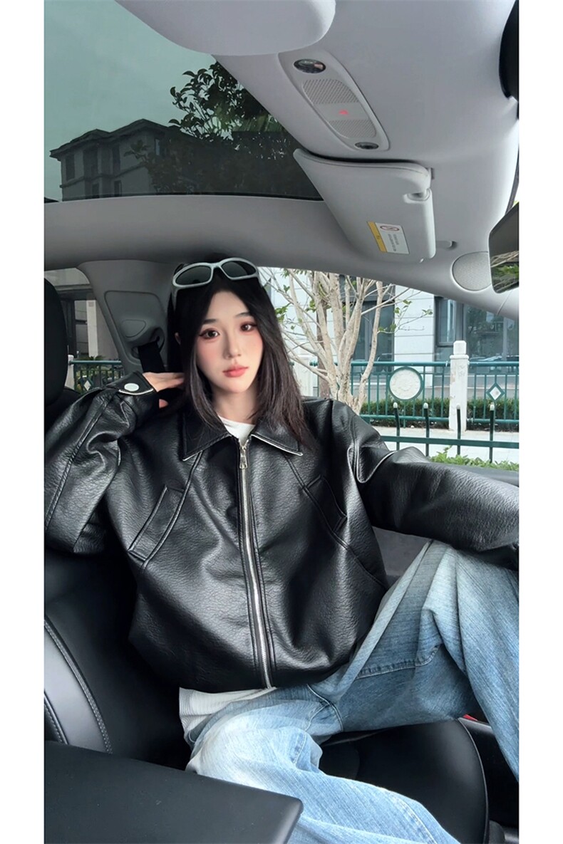 A2259TP85-秋季新款2025现货立领机车风外套男痞帅帅气PU皮夹克,男装夹克,电商B241