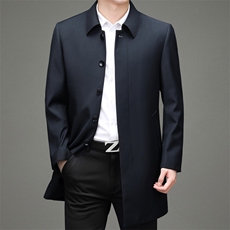 秋冬季加绒风衣男中长款外套中年男士休闲男装上衣ZL2136-P210，男装风衣，电商B212（原钱塘6029）