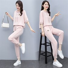 冰丝休闲运动套装女夏季2025新款时尚醋酸连帽气质高端洋气两件套，女装套装/套裙，奕薇雅