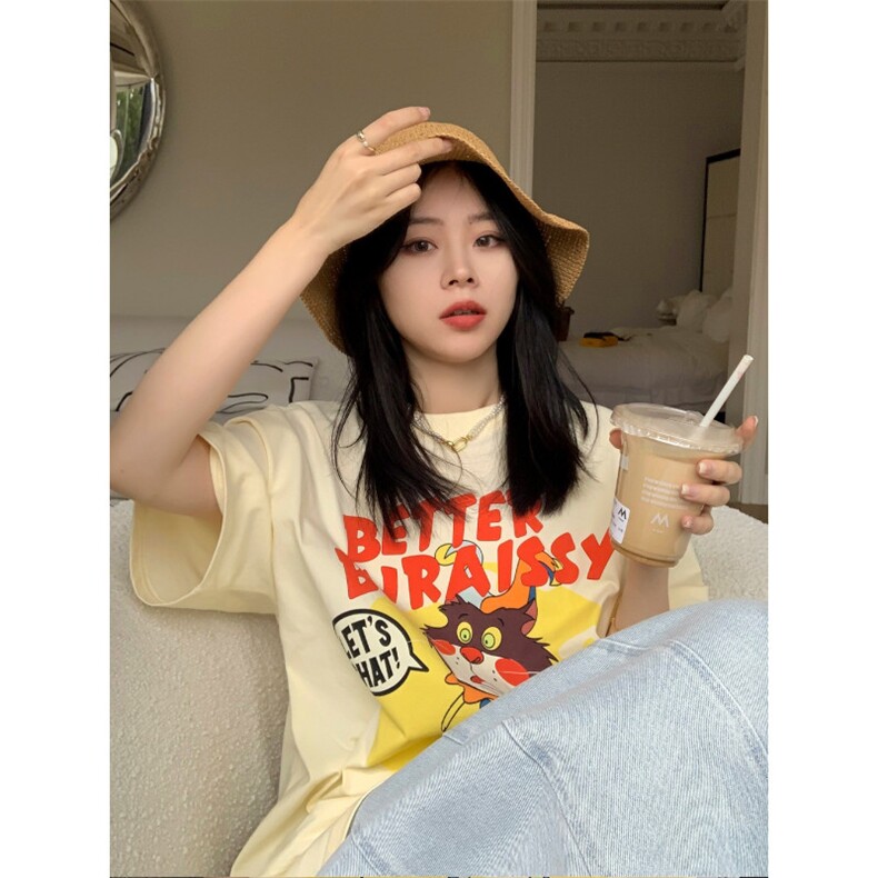 T0714-P25大码女装卡通纯棉印花短袖夏季新款减龄学院风穿搭,女装大码女装,星座617A-2