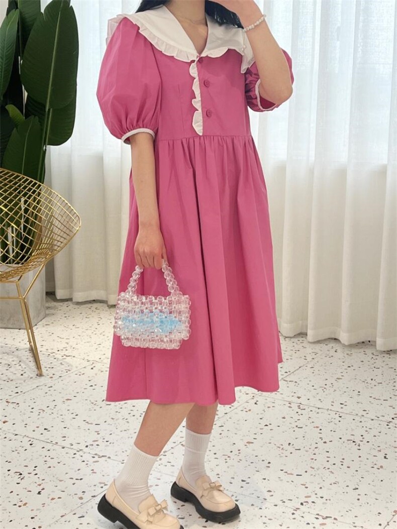 夏季新款韩版布连衣裙，女装连衣裙，H·SHE