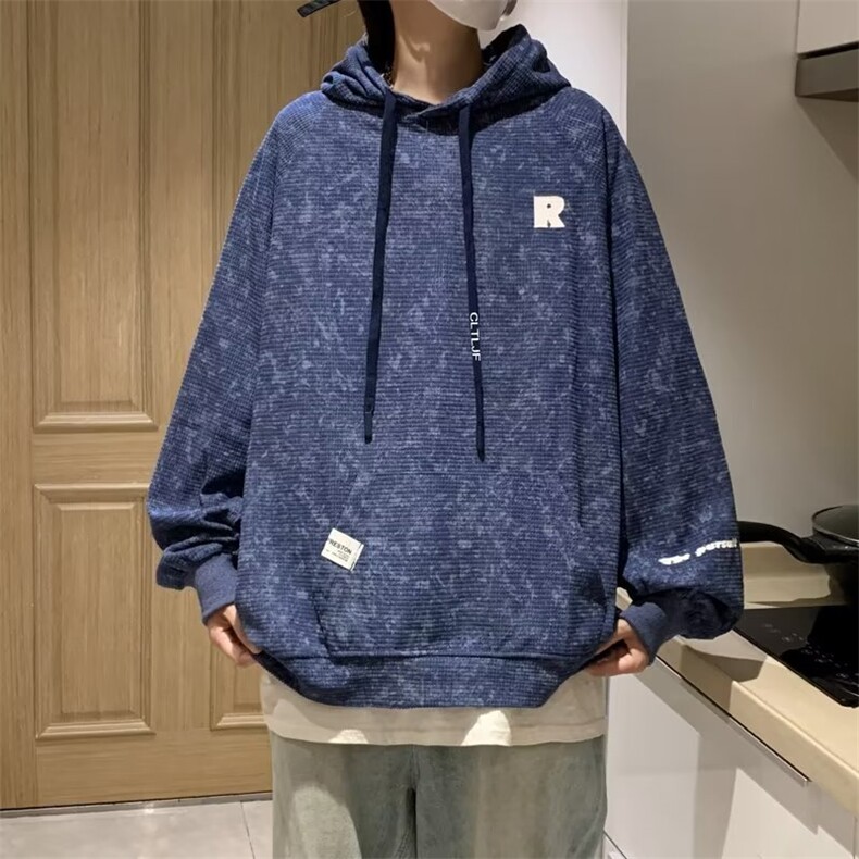 华夫格男潮ins港风潮流连帽卫衣XW025P48,男装卫衣,星座1116-2