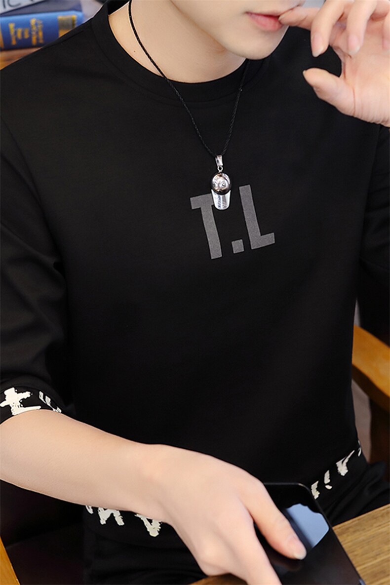 W057夏季男生七分中袖t恤男潮流短袖卫衣男款体恤外穿衣服长袖,男装卫衣,电商D310B