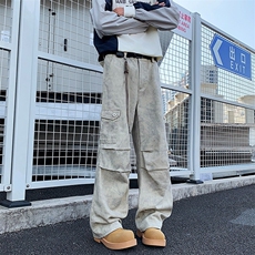 2024大理石暗纹口袋直筒阔腿工装Cargo伞兵裤休闲宽松长裤，男装工装外套，星座410-6（原星座1304-1）