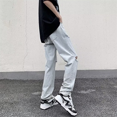 夏季美式复古蓝色破洞牛仔裤男P38，男装牛仔裤，星座1116-2