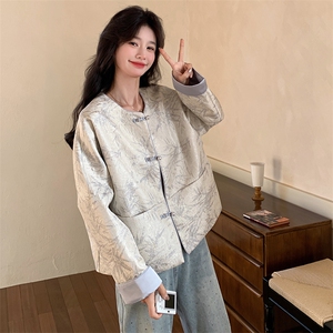 新中式国风提花外套女2025春季新款设计感小众复古宽松短款上衣潮图片