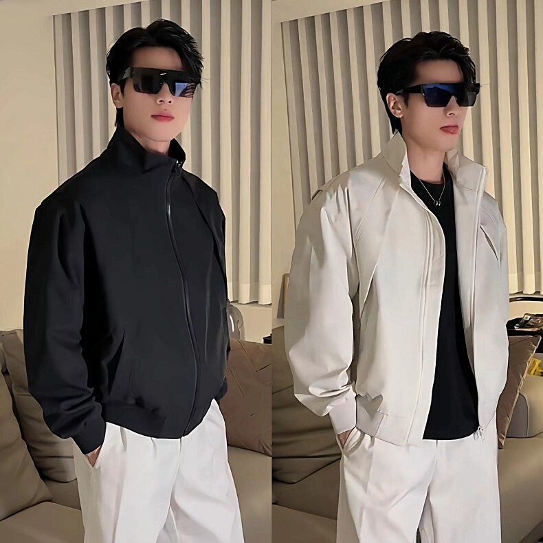 秋季拼接立领飞行夹克男士简约百搭户外休闲防风外套JW245,男装夹克,星座1116A（原606A-3）