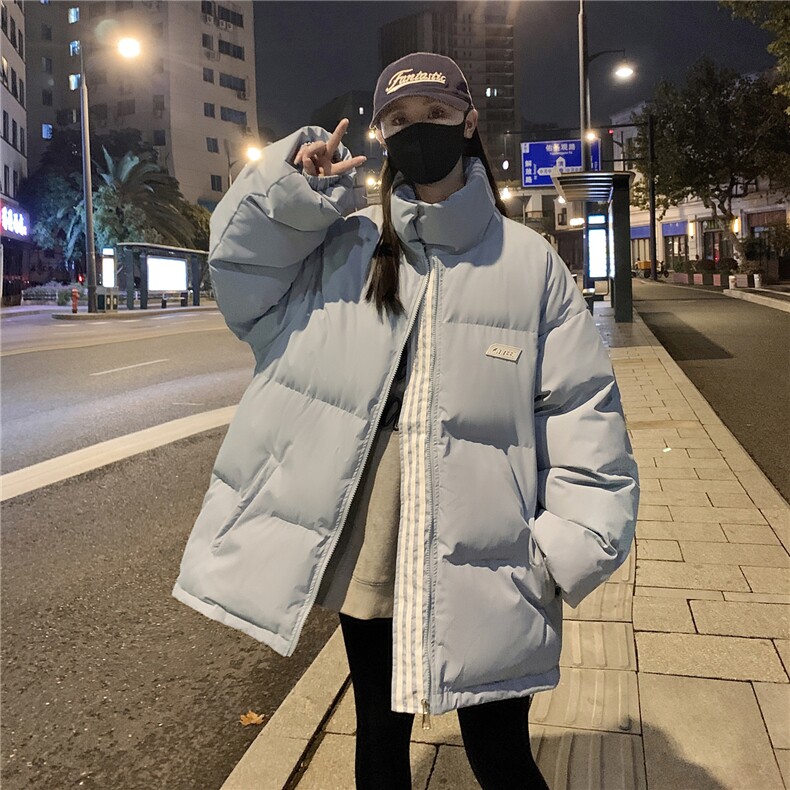 情侣装冬装港风织带棉服宽松棉衣休闲加厚外套男女G1106P118,男装棉衣,电商A339