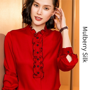 时尚都市优雅真丝衬衫 木耳边设计 展现女性魅力图片