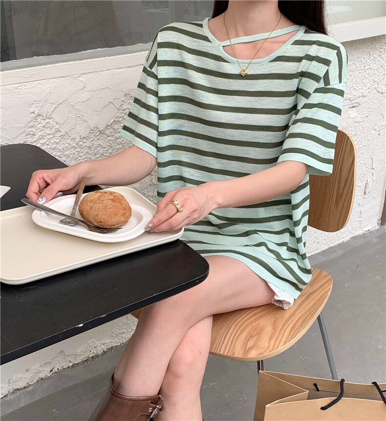 夏季新款简约百搭短袖针织衫女宽松休闲上衣,针织衫/毛衣,伟祺羊绒