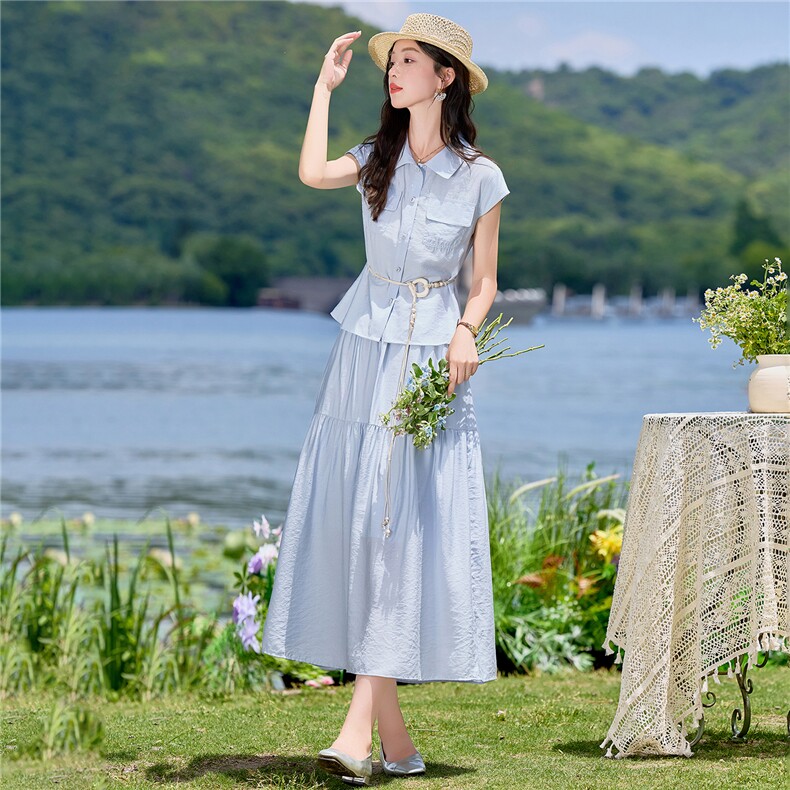 2026年夏季休闲风通用女两件套轻薄雪纺衫衬衫,女装套装/套裙,悦祺