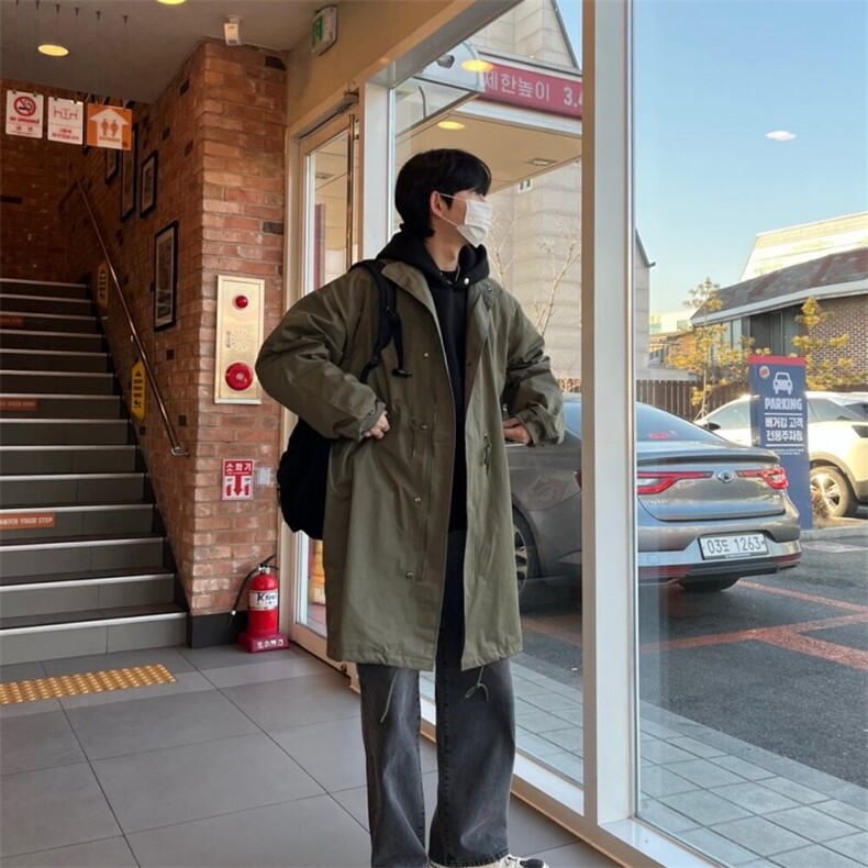 816B-WT010-P160冬季长款复古工装外套风衣棉衣休闲韩,男装棉衣,星座816B