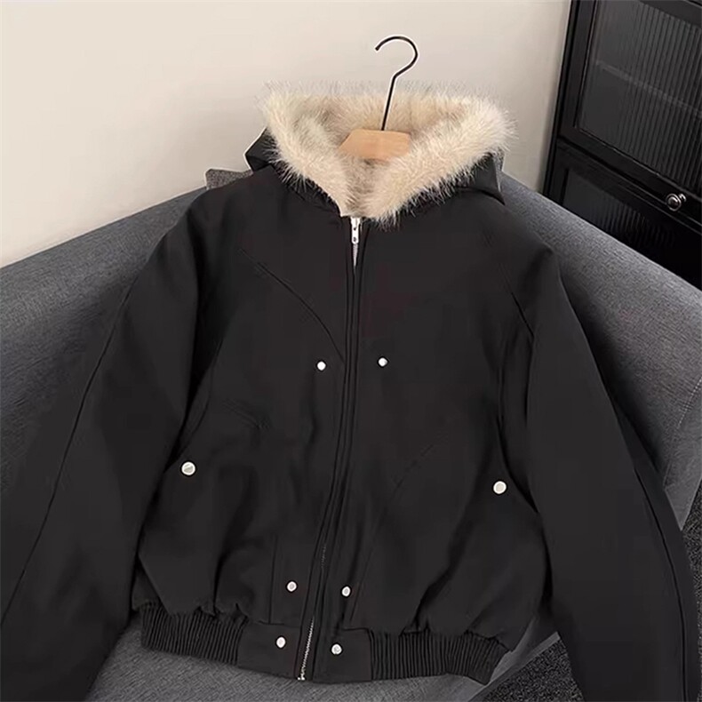 现货高品质美式高街冬季重磅硬挺短款座山雕毛领棉衣男女加厚外套,男装棉衣,电商A443