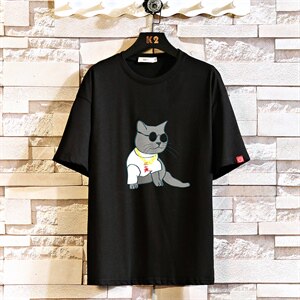 2021夏季新白砖墙日系大码男已注册卡通印花短袖T恤T1078-P25图片