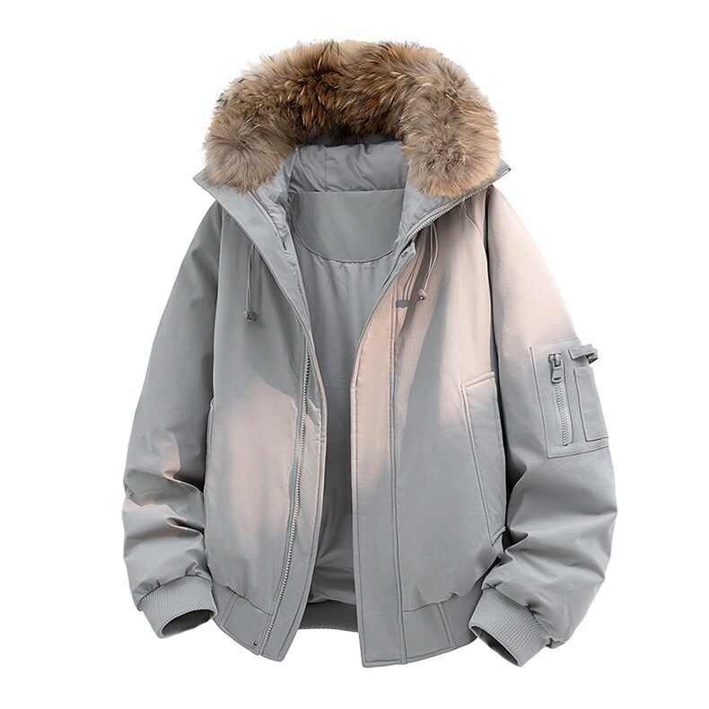 高街连帽羽绒服貉子毛真毛领新标90白鸭绒带SYR2610-P288，男装羽绒服，星座610B-1