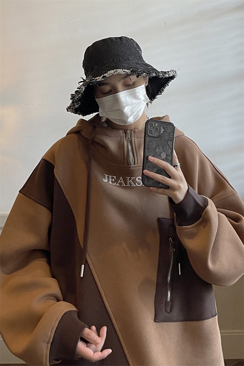 超火美式大码连帽卫衣男秋季宽松bf慵懒风外套JK22308-P75控88,男装卫衣,星座605(原A050)