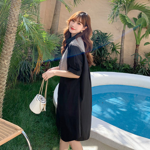 2021夏季新款白色衬衫连衣裙女法式初恋裙甜美设计感小众长裙子,女装连衣裙,梦懿尔