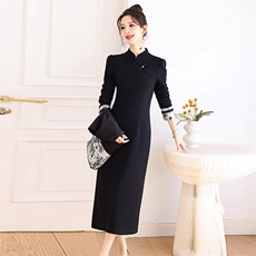 新中式G风改良旗袍套装女2026年春秋新款高级感禅意连衣裙两件套，女装套装/套裙，奕薇雅