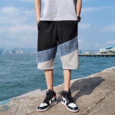 夏季拼色七分裤男士加肥大码休闲胖子短裤宽松C305A，男装休闲裤，电商C305A