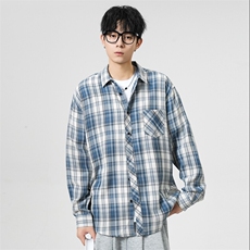 （跨境电商）四季款格子衬衫潮流宽松格纹衬衣，男装衬衫，星座1107-1