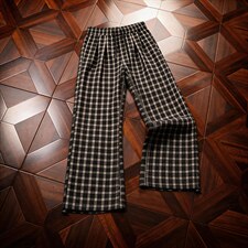 美式高街潮牌男女泡泡格子休闲裤直筒宽松慵懒显瘦阔腿休闲长裤子，男装休闲裤，电商A443