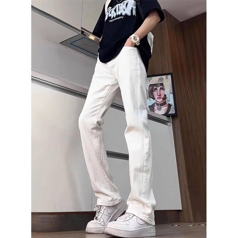 春季原创纯色修身微喇叭青年男士休闲弹力高街牛仔裤KS001,男装牛仔裤,星座1116A（原606A-3）