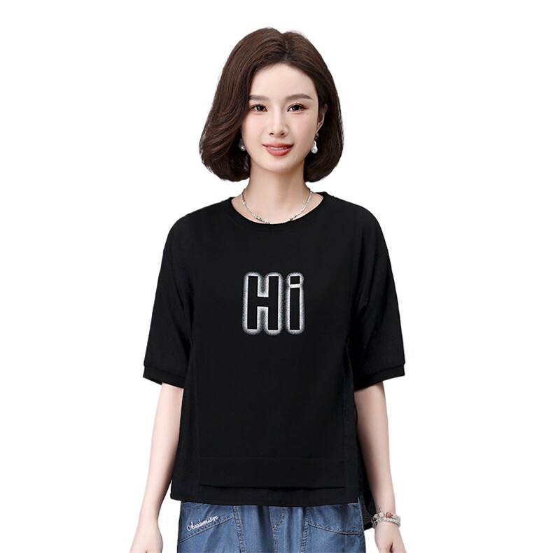 时尚宽松短袖T恤女夏季新款韩版百搭显瘦上衣学生休闲打底衫,女装T恤,叶笙衣