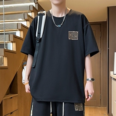 夏季男士短袖T恤刺绣圆领体恤上衣潮汗衫青年宽松A266-T177-P20，男装T恤，电商A266
