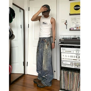 【套图2】903-AK91-特P70【98】S-3XL  印花牛仔裤！1图片