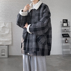 M-8XL格子羊羔毛棉服冬季大码小香风加绒外套加厚棉衣MF7001/P138，男装棉衣，电商B238