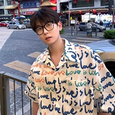 网图现货跑量美式宽松潮流高街痞帅满印短袖衬衫CS363/P25，男装T恤，星座205-3