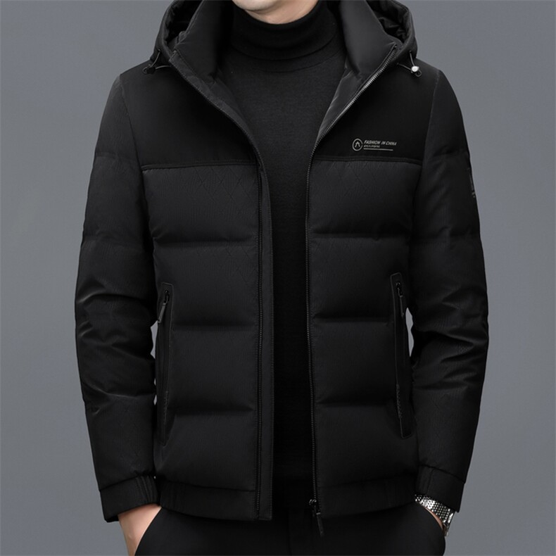 冬季男士白鸭绒短款羽绒服保暖品质连帽加绒加厚休闲简约上衣男装,男装羽绒服,钱塘6003（原4033）