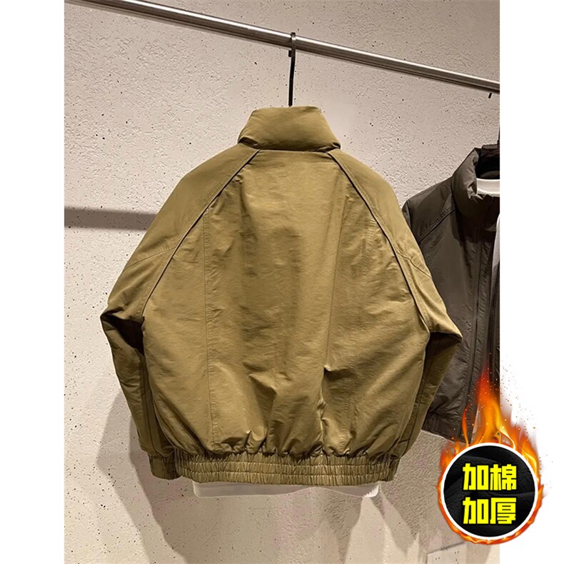 现货美式高街休闲棉衣夹克三防立领纯色户外工装加厚棉服外套,男装夹克,电商A486