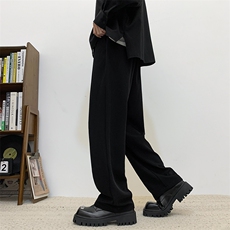 阔腿西装裤男春秋垂感大码宽松直筒休闲裤子男拖地西裤K312-P43，男装西裤，星座308B-1
