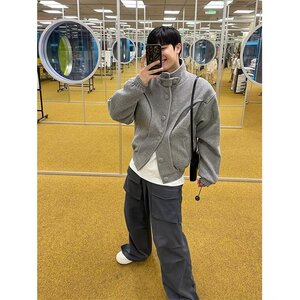 ins潮流美式复古解构短款毛呢外套男秋冬款新款日系LR30011-P115图片
