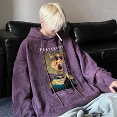 麂皮绒连帽大码卫衣男秋季新款宽松潮流时尚JK23485特批45控78，男装卫衣，星座605(原A050)
