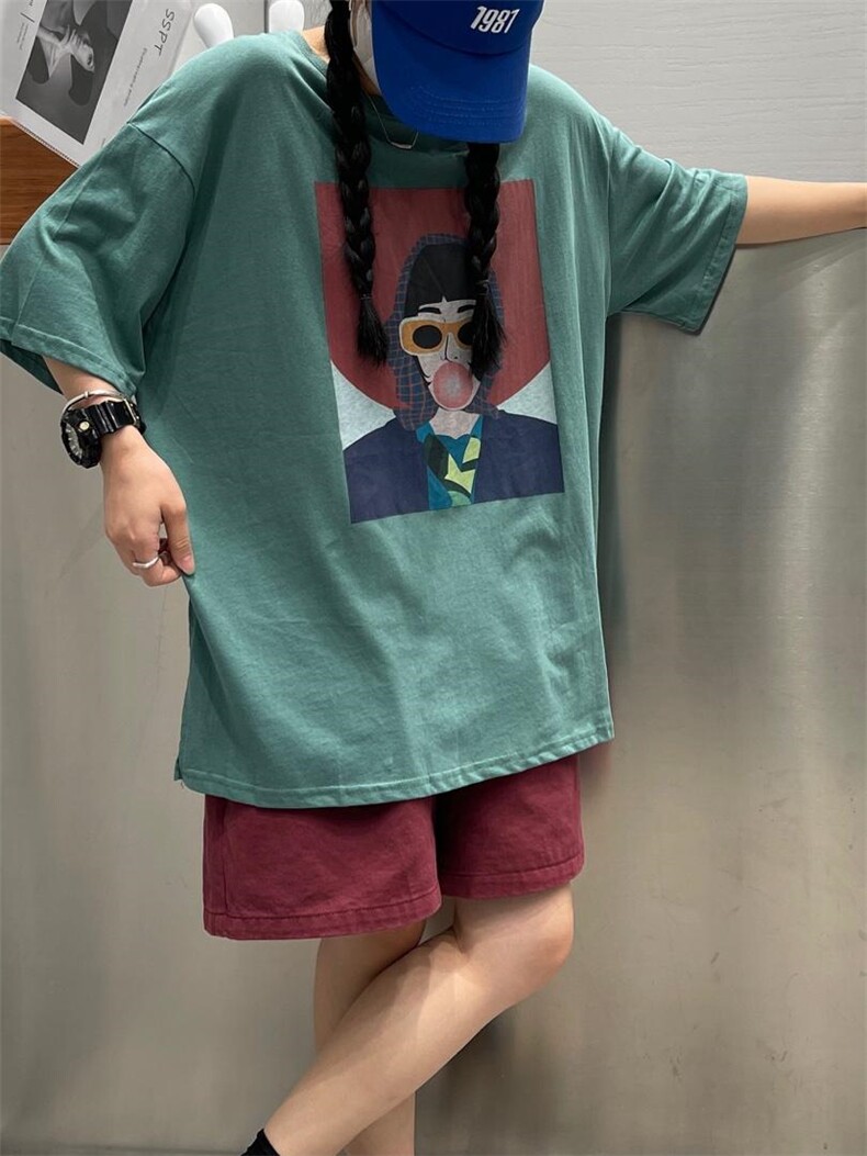 夏季新款大版图案T恤，女装T恤，JIAN.Z 简.站