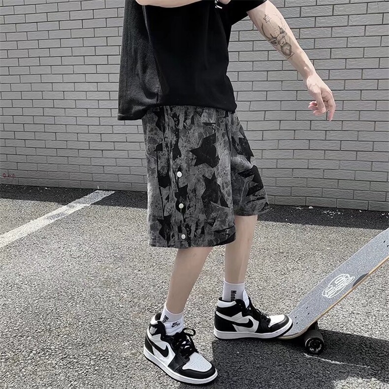 男夏季潮流时尚休闲短裤迷彩排扣短裤KZ11P24,男装休闲裤,星座1116-2