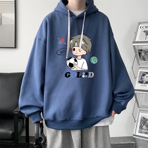 WY2207-P35 加绒款-P40 纯棉连帽卫衣男大码运动帽衫宽松薄外套男图片