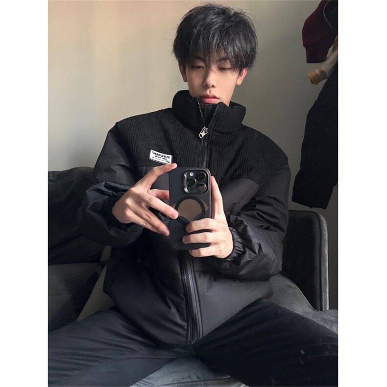 A294-P98冬季棉服外套情侣男女灯芯拼接外套棉服立领上衣,男装棉衣,星座911