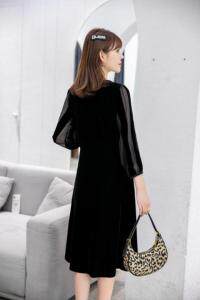 秋装新款上市金丝绒连衣裙M一XXL，女装连衣裙，拉思维加丝