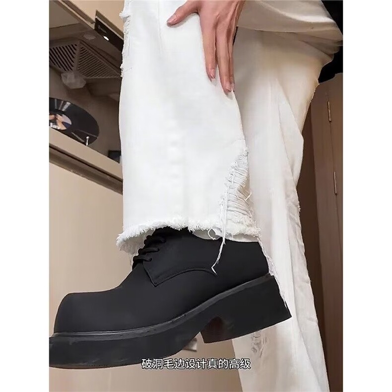 白色潮牌复古破洞修身微喇牛仔裤男cleanfit美式高街裤子夏天薄款,男装牛仔裤,星座715-7