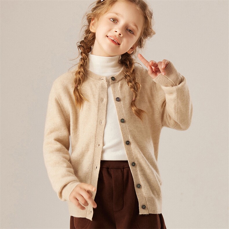 2024秋冬新款童装35%山羊绒12针圆领羊绒开衫，童装儿童羊绒衫，旭泰羊绒