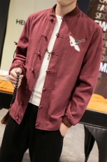 风唐装大码夹克开衫复古休闲盘扣仙鹤刺绣男外套JK606P90，男装夹克，钱塘788(原4013)