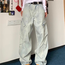 DN0092-P60抖音高品质大口袋牛仔裤男秋季高街水洗裤-网图现货，男装牛仔裤，星座603-2