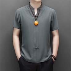 2024风唐装短袖衬衫男夏季中老年风新中式汉服MJ5107-P63，男装衬衫，星座1105-3