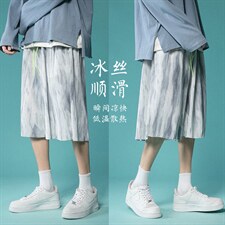 中性风 扎染 冰丝短裤休闲五分裤夏季运动裤大码 男 8009-P40图片