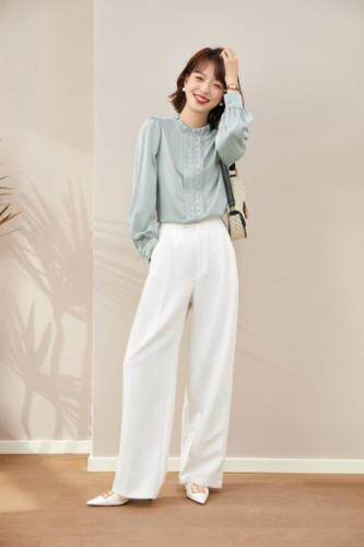 2021秋季新品韩版木耳领气质上衣，其它，秋子丰色(3F)